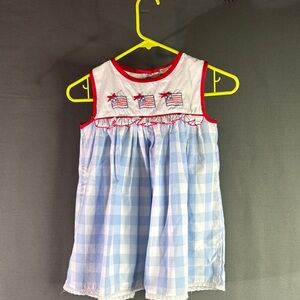 Sugar Blue and White Dress with Red Trim with matching shorts size 10 T‎